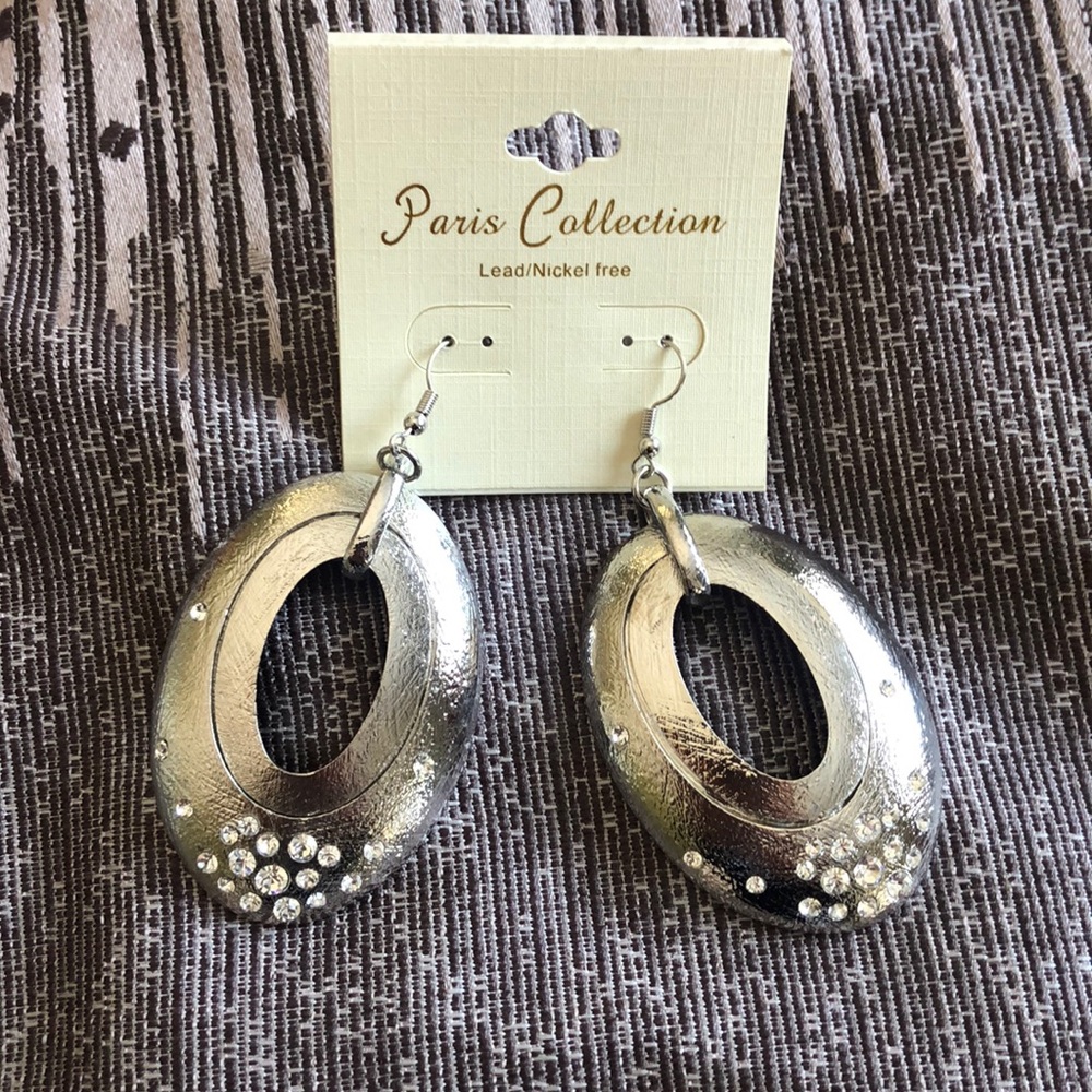 Silver studded dangly earrings